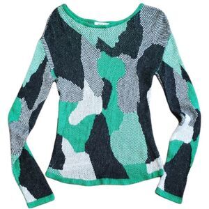 BB Dakota Green Abstract Camo Sweater S